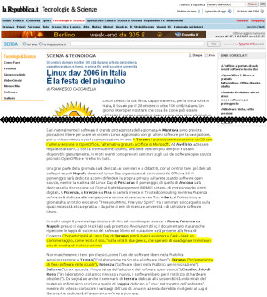 LinuxDay 2006 del Telug sul sito www.repubblica.it
